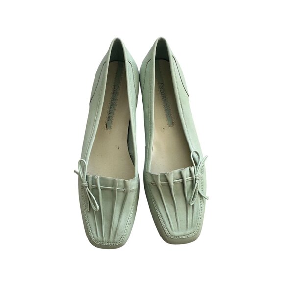 ENZO ANGIOLINI Light Green Seashell Leather Loafers Flats Size 5.5 - Picture 2 of 9